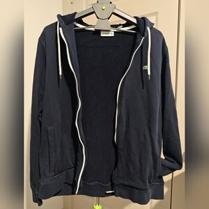 Lacoste Men's Full-Zip Dark Navy Hoodie Size FR 7 / US XXL